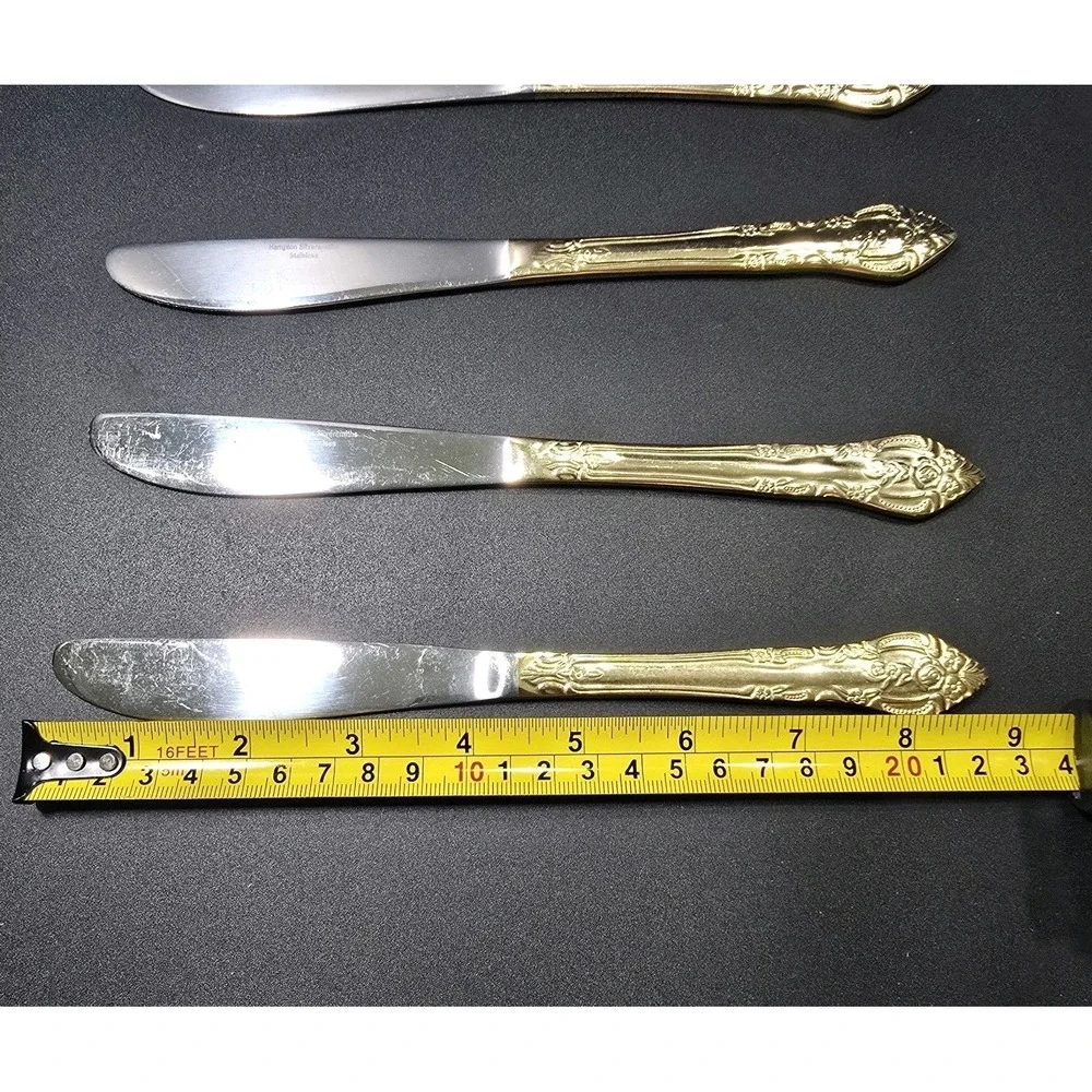 Vintage Hampton Silversmith Versailles Gold Plated Dinner Knives Set Of 4